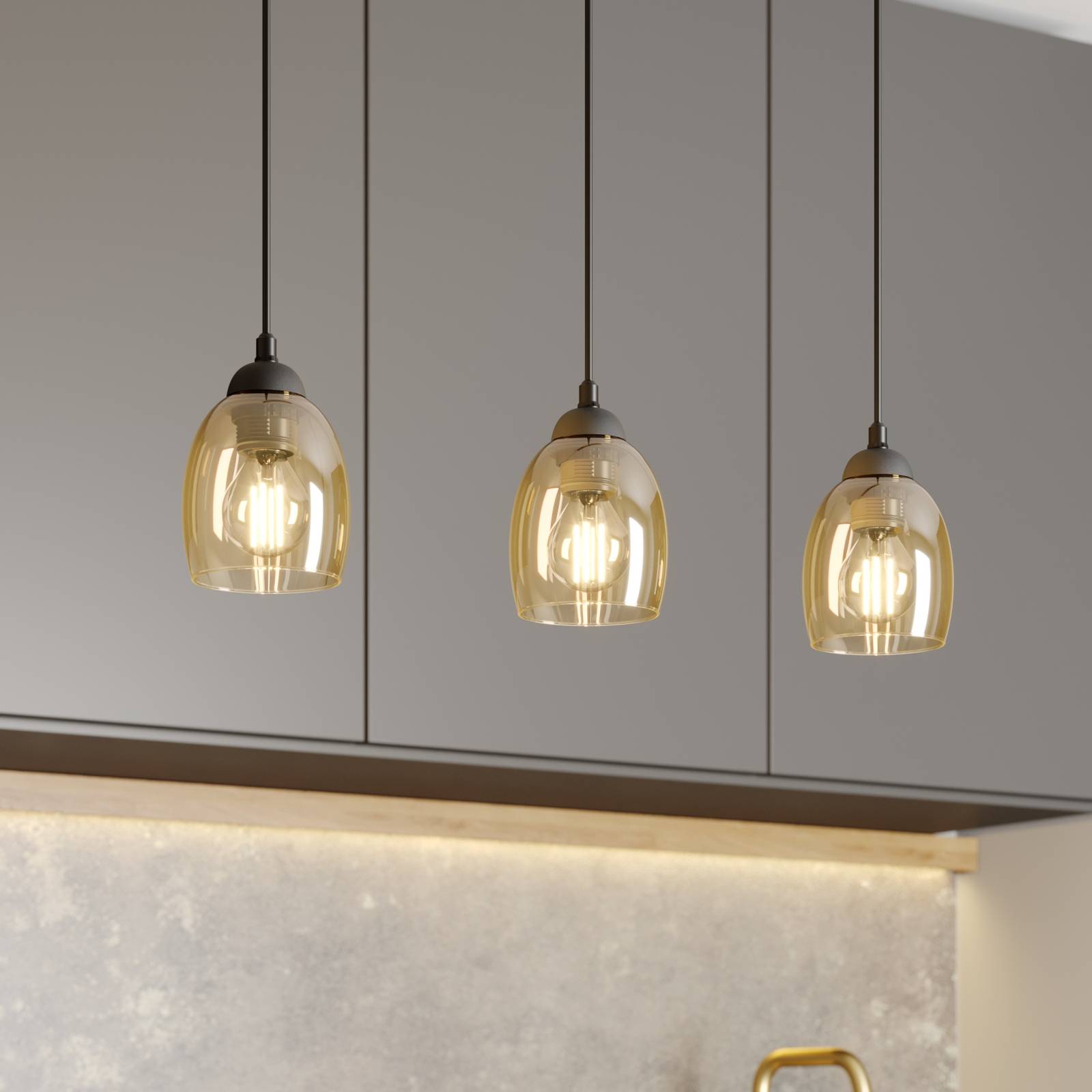 Pendellampe Brillant 3fl. amber Pendellampe Brillant 3fl. amber von HELam