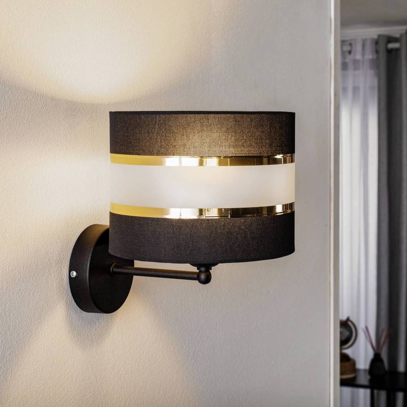 Wandlampe Helen Ausleger Textilschirm schwarz-gold von HELam