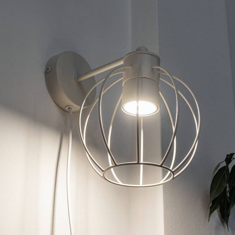 Wandlampe STARLIGHT, cremeweiß 1-flg. Ø 18 cm Metall Stecker von HELam