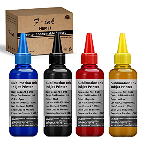 HEMEI 4 Flaschen Sublimation Tinte kompatibel für epson/ricoh 4 Farben drucker, übertragen Bild auf Becher/Hut/tassen/Platten/Polyester t-Shirts/Phone Cases/Handwerk schlüsselanhänger etc. von HEMEI