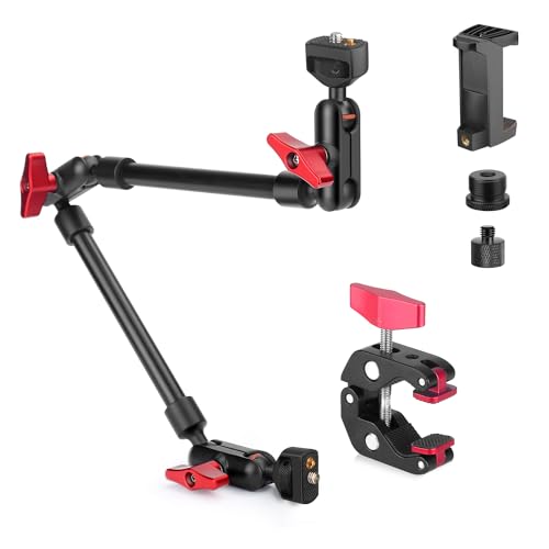 HEMMOTOP 55.9 cm (22 Zoll) Magic Arm mit 3 Kugelköpfen, individuell verstellbar, flexibler Mikrofonarm mit Superklemme, Gelenkarmrohr und Schreibtischhalterung, für blaues Yeti Mikrofon/für iPhone von HEMMOTOP