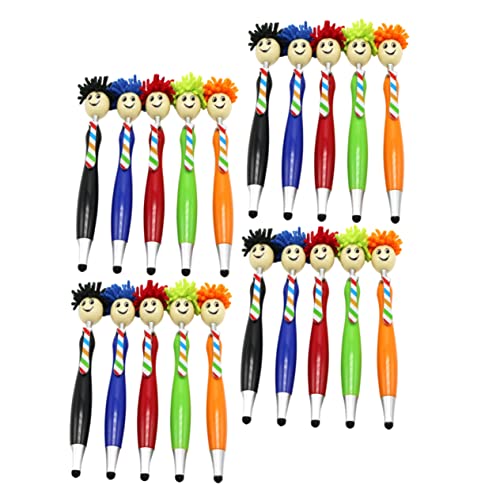 24st Puppenkopf Kugelschreiber Süße Kugelschreiber Bildschirmschreibstift Disc-Stylus-Touchscreen Stifte + Bleistift Kawaii-Stift Füller Touchscreen-Stift Plüsch Kind Metall von HEMOTON