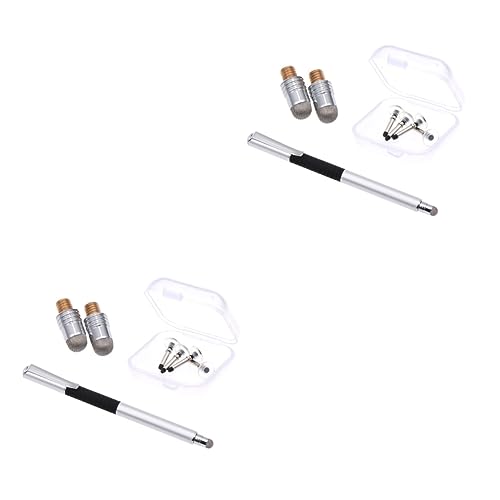 HEMOTON 10 Stück Kapazitiver Eingabestift Mit 2 Strickfaserspitzen Und 2 Runden Silikonscheibenspitzen Silber HEMOTON 10 Stück Kapazitiver Eingabestift Mit 2 Strickfaserspitzen Und 2 Runden Silikonscheibenspitzen Silber von HEMOTON