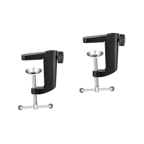 HEMOTON 2 Stücke Fest Clip Basis Tisch Licht Metall Clamp Clamp Für Mikrofon Robust Aluminium Schwarz von HEMOTON