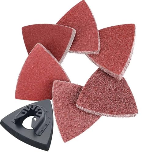 HEMUNC Triangle Oszillierendes Multiwerkzeug Schleifpads, 151Stück 3-1/8 Zoll Haken und Schleife Oszillierendes Werkzeug Schleifpapier für Multitool Schleifpads Assorted 40/60/80/120/180/240 Grits von HEMUNC