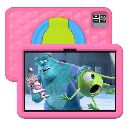 Kinder-Tablet 25,7 cm (10,1 Zoll) Tablet für Kinder mit WLAN, Android 13, 8RAM, 128ROM, Tablet für Kleinkinder mit 6000 mAh Akku, WLAN, Bluetooth, Dual-Kamera, Kindersicherung (Rosa) von HEMUYT