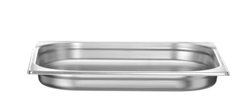HENDI Gastronormbehälter, Temperaturbeständig von -40° bis 300°C, Heissluftöfen-Kühl- und Tiefkühlschränken-Chafing Dishes-Bain Marie, 3L, GN 2/3, 354x325x(H)40mm, Edelstahl von HENDI
