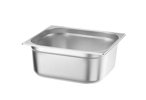 HENDI 800249 Gastronormbehälter, Temperaturbeständig von -40° bis 300°C, Heissluftöfen-Kühl- und Tiefkühlschränken-Chafing Dishes-Bain Marie, 13L, GN 2/3, 354x325x(H)150mm, Edelstahl von HENDI