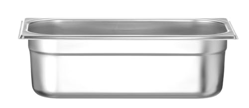 HENDI Gastronormbehälter, Temperaturbeständig von -40° bis 300°C, Heissluftöfen-Kühl- und Tiefkühlschränken-Chafing Dishes-Bain Marie, 4L, GN 1/3, 325x176x(H)100mm, Edelstahl von HENDI