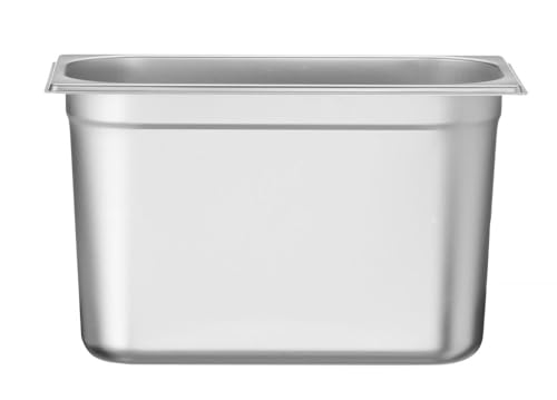 HENDI 800454 Gastronormbehälter, Temperaturbeständig von -40° bis 300°C, Heissluftöfen-Kühl- und Tiefkühlschränken-Chafing Dishes-Bain Marie, 7,8L, GN 1/3, 325x176x(H)200mm, Edelstahl von HENDI