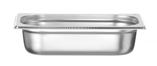 HENDI 800522 Gastronormbehälter, Temperaturbeständig von -40° bis 300°C, Heissluftöfen-Kühl- und Tiefkühlschränken-Chafing Dishes-Bain Marie, 1,8L, GN 1/4, 265x162x(H)65mm, Edelstahl von HENDI