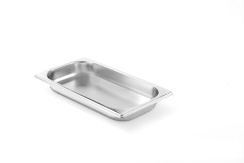 HENDI 801543 Gastronormbehälter, Temperaturbeständig von -40° bis 300°C, Heissluftöfen-Kühl- und Tiefkühlschränken-Chafing Dishes-Bain Marie, Stapelbar, 1,5L, GN 1/3, 325x176x(H)40mm, Edelstahl 18/10 von HENDI