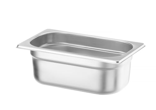 HENDI 801628 Gastronormbehälter, Temperaturbeständig von -40° bis 300°C, Heissluftöfen-Kühl- und Tiefkühlschränken-Chafing Dishes-Bain Marie, Stapelbar, 2,8L, GN 1/4, 265x162(H)100mm, Edelstahl 18/10 von HENDI