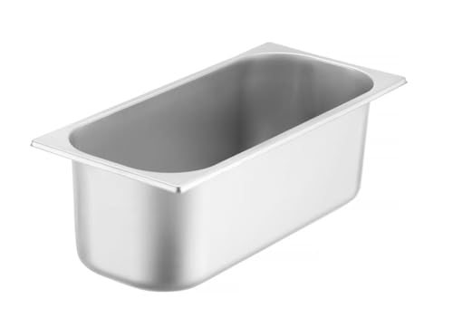 HENDI Eiscremebehälter, geeignet für den Einsatz in Eistheken und Tiefkühlschränken, Eiscreme, Eisbehälter, 5L, 360x165x(H)120mm, Edelstahl von HENDI