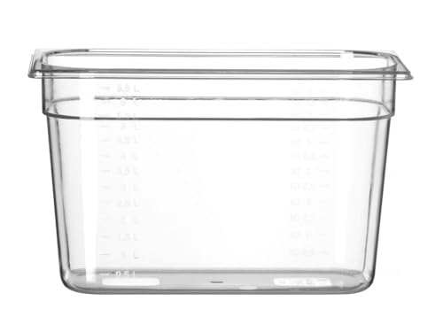HENDI Gastronormbehälter, Temperaturbeständig von -40° bis 110°C, Skalierung, Geruchs- und geschmackneutral, 7,8L, Polycarbonat, GN 1/3, 325x176x200mm, Transparent von HENDI