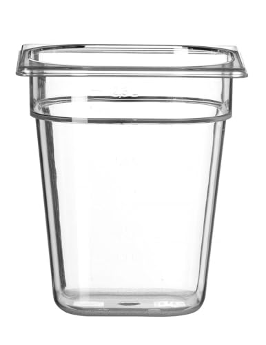 HENDI Gastronormbehälter, Temperaturbeständig von -40° bis 110°C, Skalierung, Geruchs- und geschmackneutral, 3,4L, Polycarbonat, GN 1/6, 176x162x(H)200mm, Transparent von HENDI