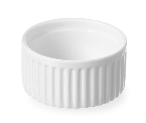 HENDI Auflaufförmchen, Hohe Schlag- und Verschleißfestigkeit, geeignet für Ofen, Mikrowelle, Geschirrspüler, ø70x(H)35mm, Weiß Porzellan von HENDI
