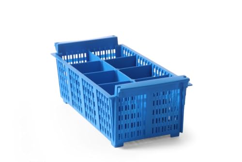 HENDI Besteckkorb, Spülmaschinenkorb, 8 Fächer mit Griffen, Polyethylen, 425x205x(H)150mm, blau von HENDI
