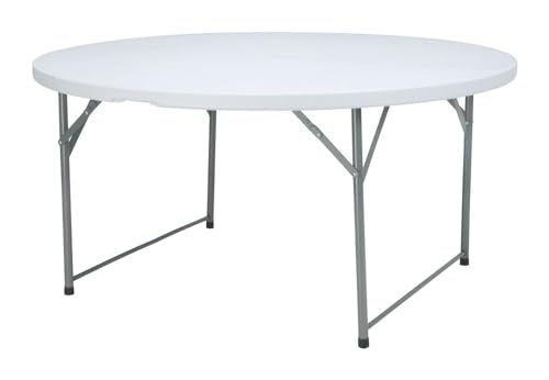 HENDI Buffettisch, rund, klappbar, mit Griff, platzsparend, leicht zu transportieren, für den Innen- und Außeneinsatz, Gartentisch, Campingtisch, Klapptisch, Partytisch, ø1500x(H) 740mm, HDPE, Weiß von HENDI