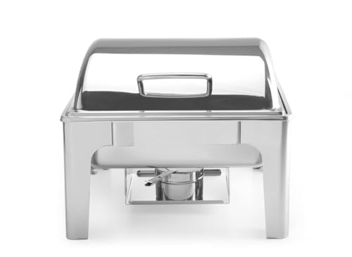 HENDI Chafing Dish, Spiegelglanz, Inkl. zwei Brennpastenbehälter, einer Lebensmittelpfanne, einem Wasserbehälter, Warmhaltebehälter, Speisewärmer, GN 2/3, 6L, 395x405x(H)320mm, Edelstahl von HENDI