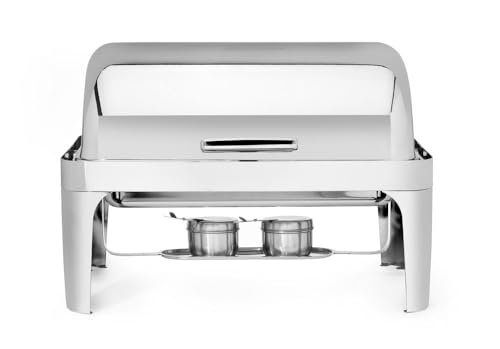 HENDI Chafing Dish - Rolltop, Gastronorm, Edelstahl Rahmen 2,3mm, Deckel 1,2mm, Lebensmittelpfanne 65mm, Warmhaltebehälter, Speisewärmer, Behälter, 1/1, 9L, 660x490x(H)460mm, Edelstahl von HENDI