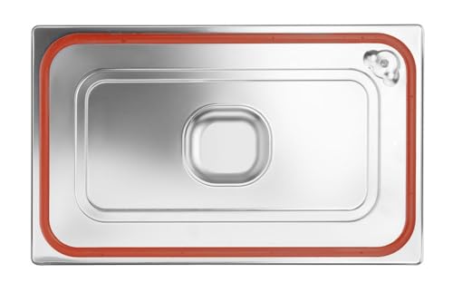 HENDI Gastronorm Deckel, für Gastronormbehälter, Temperaturbeständig von -40° bis 300°C, Silikonrand, Heissluftöfen-Chafing Dishes-Bain Marie, Stapelbar, GN 1/1, 530x325 mm, Edelstahl 18/10 von HENDI