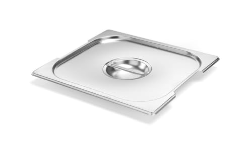 HENDI Gastronorm Deckel, mit Griffausparung, für Gastronormbehälter, Temperaturbeständig von -40° bis 300°C, Heissluftöfen-Kühl- und Tiefkühlschränken-Chafing Dishes, GN 2/3, 354x325mm, Edelstahl von HENDI