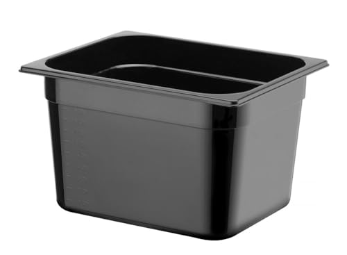 HENDI Gastronormbehälter, Temperaturbeständig von -40° bis 110°C, Skalierung, Geruchs- und geschmackneutral, 12,5L, Polycarbonat, GN 1/2, 325x265x(H)200mm, Schwarz von HENDI