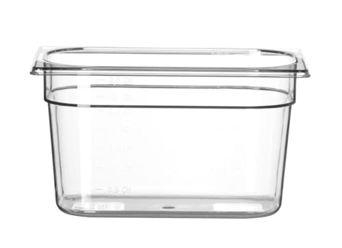 HENDI Gastronormbehälter, Temperaturbeständig von -40° bis 110°C, Skalierung, Geruchs- und geschmackneutral, 4L, Polycarbonat, GN 1/4, 265x162x(H)150mm, Transparent von HENDI