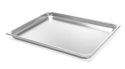 HENDI Gastronormbehälter, Temperaturbeständig von -40° bis 300°C, Heissluftöfen-Kühl- und Tiefkühlschränken-Chafing Dishes-Bain Marie, 11L, GN 2/1, 650x530x(H)40mm, Edelstahl 18/10 von HENDI