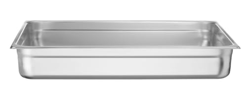 HENDI Gastronormbehälter, Temperaturbeständig von -40° bis 300°C, Heissluftöfen-Kühl- und Tiefkühlschränken-Chafing Dishes-Bain Marie, 30L, GN 2/1, 650x530x(H)100mm, Edelstahl 18/10 von HENDI