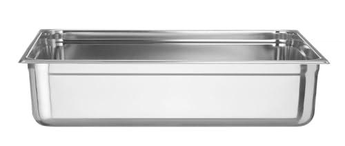 HENDI Gastronormbehälter, Temperaturbeständig von -40° bis 300°C, Heissluftöfen-Kühl- und Tiefkühlschränken-Chafing Dishes-Bain Marie, 43L GN 2/1, 650x530x(H)150mm, Edelstahl 18/10 von HENDI