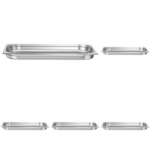 HENDI Gastronormbehälter, Temperaturbeständig von -40° bis 300°C, Heissluftöfen-Kühl- und Tiefkühlschränken-Chafing Dishes-Bain Marie, 5L, GN 1/1, 530x325x(H) 40mm, Edelstahl (Packung mit 5) von HENDI