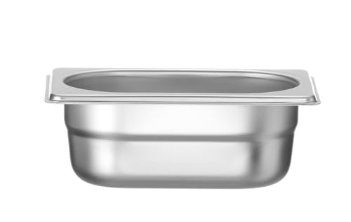 HENDI Gastronormbehälter, Temperaturbeständig von -40° bis 300°C, Heissluftöfen-Kühl- und Tiefkühlschränken-Chafing Dishes-Bain Marie, Stapelbar, 0,6L, GN 1/9, 176x108x(H) 65mm, Edelstahl 18/10 von HENDI