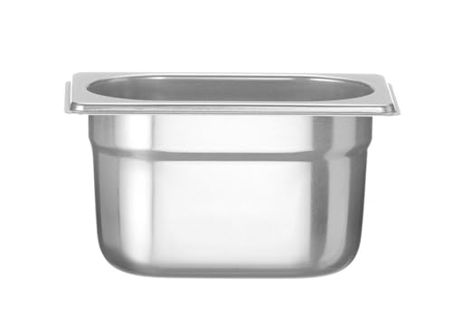 HENDI Gastronormbehälter, Temperaturbeständig von -40° bis 300°C, Heissluftöfen-Kühl- und Tiefkühlschränken-Chafing Dishes-Bain Marie, Stapelbar, 1L, GN 1/9, 176x108x(H)100mm, Edelstahl 18/10 von HENDI