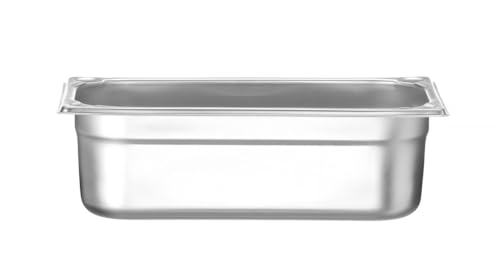 HENDI Gastronormbehälter, Temperaturbeständig von -40° bis 300°C, Heissluftöfen-Kühl- und Tiefkühlschränken-Chafing Dishes-Bain Marie, Stapelbar, 4L, GN 1/3, 325x176x(H)100mm, Edelstahl von HENDI