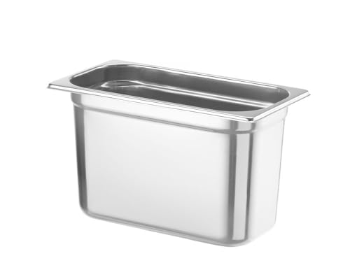 HENDI Gastronormbehälter, Temperaturbeständig von -40° bis 300°C, Heissluftöfen-Kühl- und Tiefkühlschränken-Chafing Dishes-Bain Marie, Stapelbar, 7,8L, GN 1/3, 325x176x(H)200mm, Edelstahl 18/10 von HENDI