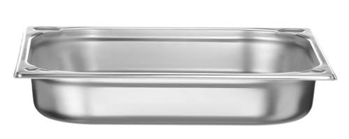 HENDI Gastronormbehälter, Temperaturbeständig von -40° bis 300°C, Heissluftöfen-Kühl- und Tiefkühlschränken-Chafing Dishes-Bain Marie, Stapelbar, perforiert, 5L, GN 2/3, 354x325x(H)65mm, Edelstahl von HENDI