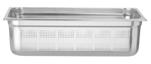 HENDI Gastronormbehälter, Temperaturbeständig von -40° bis 300°C, Heissluftöfen-Kühl- und Tiefkühlschränken-Chafing Dishes-Bain Marie, perforiert, 21L, GN 1/1, 530x325x(H)150mm, Edelstahl 18/10 von HENDI