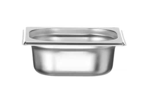 HENDI Gastronormbehälter, Temperaturbeständig von -40° bis 300°C,Heissluftöfen-Kühl-undTiefkühlschränken-ChafingDishes-BainMarie,1L,GN1/6,176x162x(H) 65mm,Edelstahl von HENDI