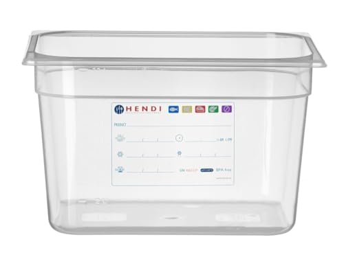 HENDI Gastronormbehälter, Temperaturbeständig von -40° bis 80°C, Geruchs- und geschmackneutral, ohne Deckel, 12,5L, Polypropylen, GN 1/2, 325x265x(H) 200mm, Transparent (Packung mit 10) von HENDI
