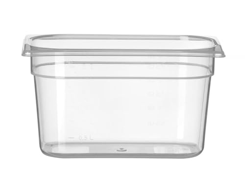 HENDI Gastronormbehälter, Temperaturbeständig von -40° bis 80°C, Skalierung, Geruchs- und geschmackneutral, 4,0L, Polypropylen, GN 1/4, 265x162x(H)150mm, Transparent von HENDI