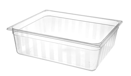 HENDI Gastronormbehälter, Temperaturbeständig von -40° bis 90°C, Geruchs- und geschmacksneutral, Enthält kein Bisphenol A, BPA frei, GN 2/1, 650x530x(H)200mm, Hochtransparent von HENDI