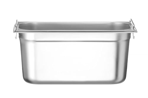 HENDI Gastronormbehälter, mit Griffen, Temperaturbeständig von -40° bis 300°C, Heissluftöfen-Kühl- und Tiefkühlschränken-Chafing Dishes-Bain Marie, 5,7L, GN 1/3, 325x176(H)150mm, Edelstahl von HENDI