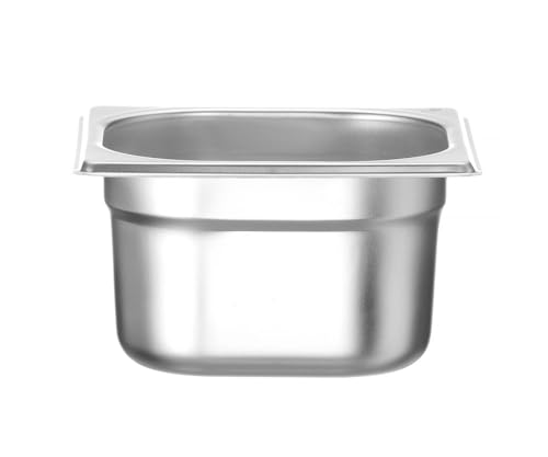 HENDI Gastronormbehälter, temperaturbeständig von -40° bis 300°C, Heissluftöfen-Kühl- und Tiefkühlschränken-Chafing Dishes-Bain Marie, 1, 6L, GN 1/6, 176X162X(H) 100Mm, Edelstahl von HENDI