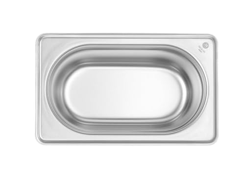HENDI Gastronormbehälter, temperaturbeständig von -40° bis 300°C, Heissluftöfen-Kühl- und Tiefkühlschränken-Chafing Dishes-Bain Marie, 1L, GN 1/9, 176X108X(H) 100mm, Edelstahl von HENDI