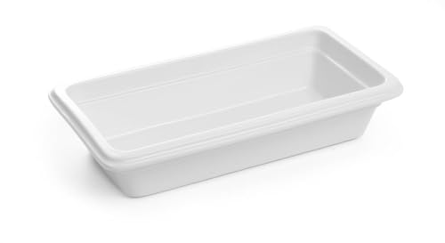 HENDI Gastronormbehälter Hohe Schlag- und Verschleißfestigkeit, geeignet für Mikrowelle, Geschirrspüler, GN 1/3, 325x176x(H) 65mm, Weiß Porzellan von HENDI
