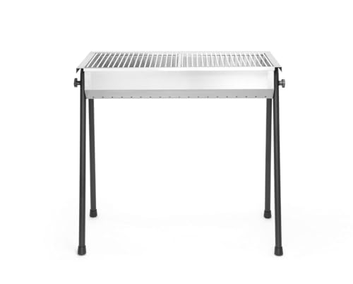 HENDI Holzkohlegrill, inkl 2 roste von je 345x345mm, Model Patio, mit abnehmbaren Füßen, Bräter, BBQ, nur für Verwendung im Aussenbereich, 770x380x(H)760, Edelstahl 18/0 von HENDI