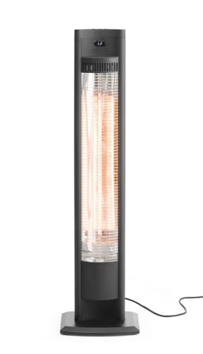 HENDI Heizstrahler, Tornado, Infrarot, mit Fernsteuerung, heizt bis zu 32 m², Freistehend, Infrarotstrahler, Standheizstrahler, Terrassenheizer, 230V/2000W, 210x270x(H)1060mm, Aluminium, Schwarz von HENDI