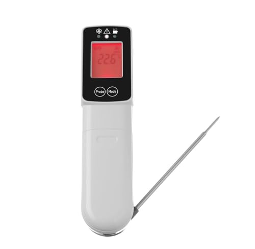 HENDI Infrarot-Thermometer mit Sonde, Temperaturmessgerät, Temperaturmesser, Messbereich -60°C bis 350°C, 39x53x(H)158mm von HENDI